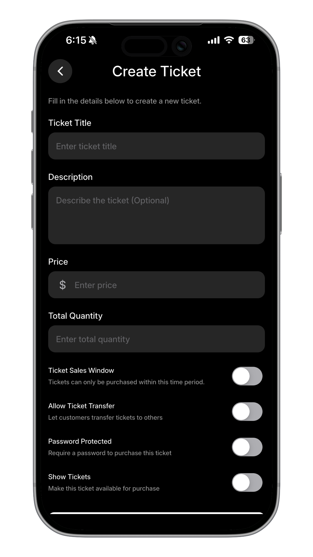 Ticketing feature preview